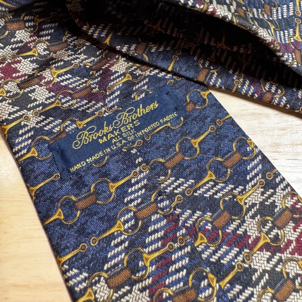 Brooks Brothers Makers Equestrian Horse Tie Blue Pure Silk Made In USA